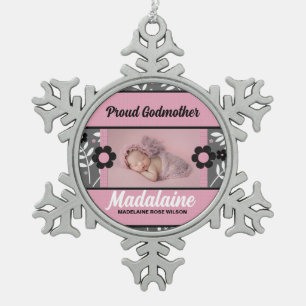 Proud Godmoeder Photo Ornament Roze kerst