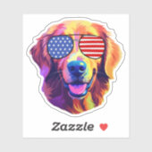 Proud Golden Retriever Amerikaanse vlag zonnebril Sticker (Vel)