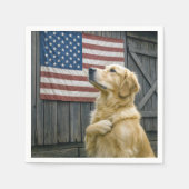 Proud Golden Retriever With American Flag Servet (Voorkant)