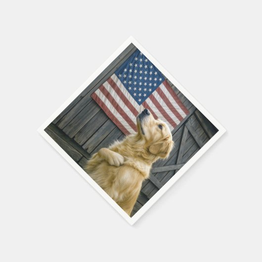 Proud Golden Retriever With American Flag Servet (Hoek)