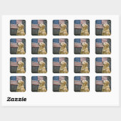 Proud Golden Retriever With American Flag Vierkante Sticker (Vel)
