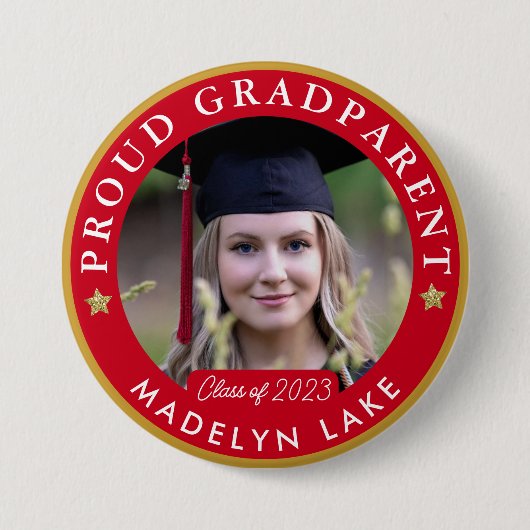 Proud GRADParent Foto 2023 Afstuderen Button (Voorkant)