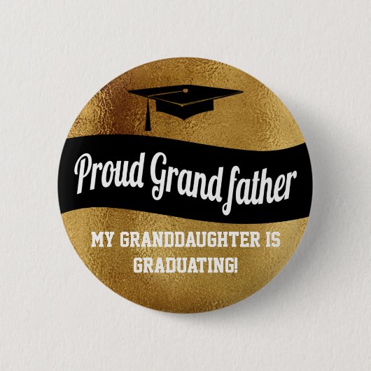 Proud Grandfather - Afstuderen Faux Gold Ronde Button 5,7 Cm (Voorkant)
