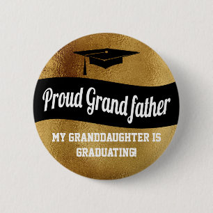 Proud Grandfather - Afstuderen Faux Gold Ronde Button 5,7 Cm