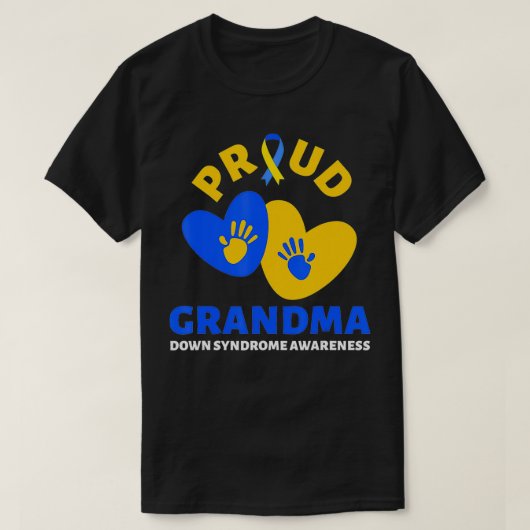 proud grandma down Syndrome Awareness Blue Yello T-shirt (Design voorkant)