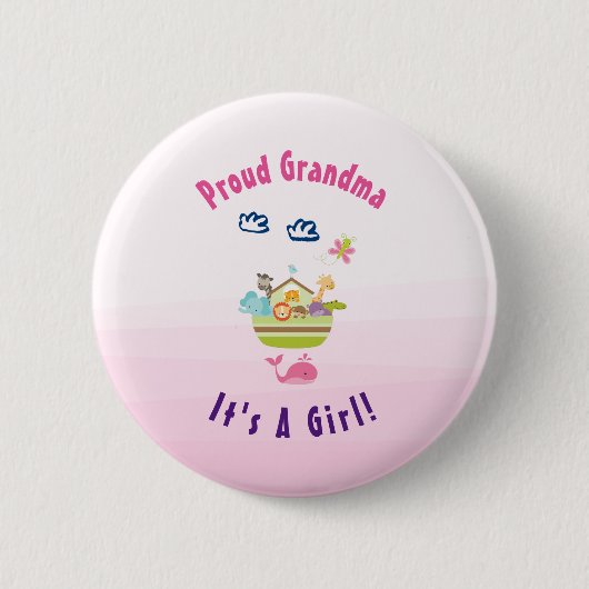 Proud Grandma Het is een meisje dierenark Ronde Button 5,7 Cm (Voorkant)