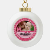 Proud Grandma Monogram M New Baby Girl Keramische Bal Ornament (Voorkant)