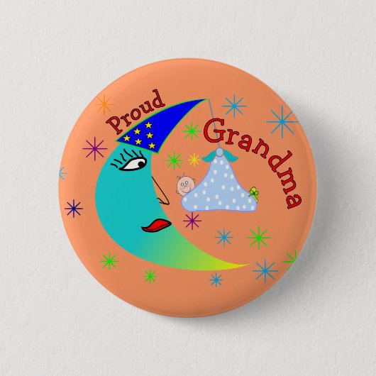 Proud Grandma New Baby Boy Ronde Button 5,7 Cm (Voorkant)