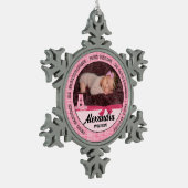 Proud Grandma Pink New Baby Monogoram Tin Sneeuwvlok Ornament (Links)