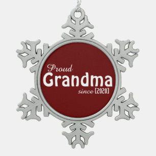 Proud Grandma sinds ornament! Tin Sneeuwvlok Ornament