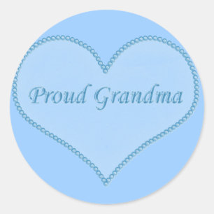 Proud Grandma Stickers, blauw Ronde Sticker