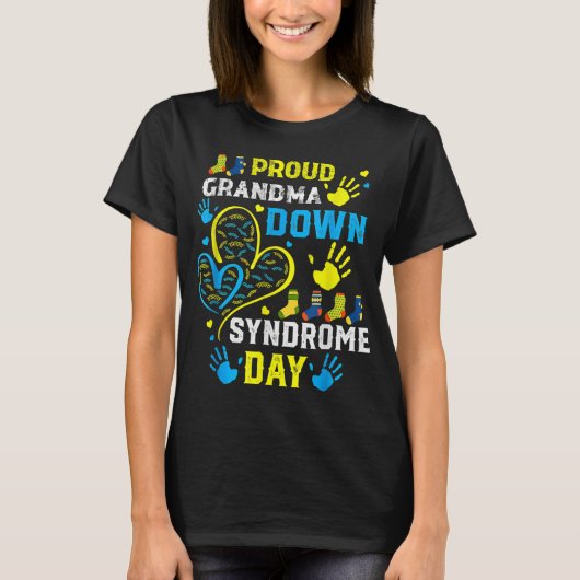 Proud Grandma T21 World Down Syndrome Awareness Da T-shirt (Voorkant)