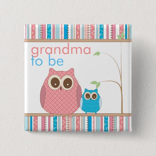 Proud Grandma to be & Baby Boy Owl Vierkante Button 5,1 Cm (Voorkant)