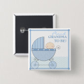 Proud Grandma to be Sweet Baby Blue Carriage Vierkante Button 5,1 Cm (Voorkant /achterkant)