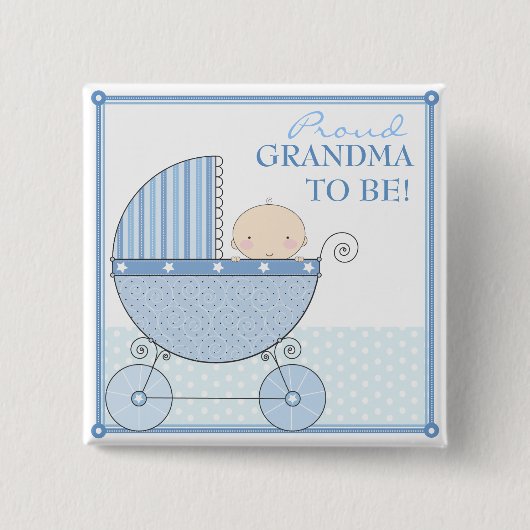 Proud Grandma to be Sweet Baby Blue Carriage Vierkante Button 5,1 Cm (Voorkant)
