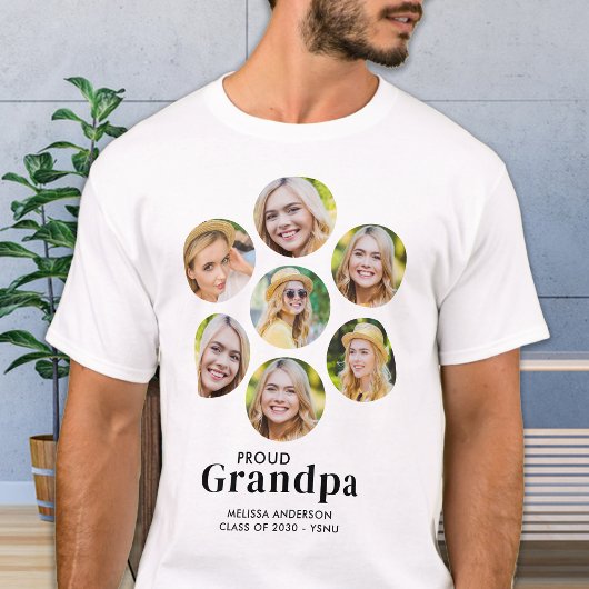 Proud GRANDMPA Custom 7 Fotocollage Afstuderen T-shirt