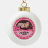 Proud Grandouders Monogram M New Baby Girl Keramische Bal Ornament (Voorkant)
