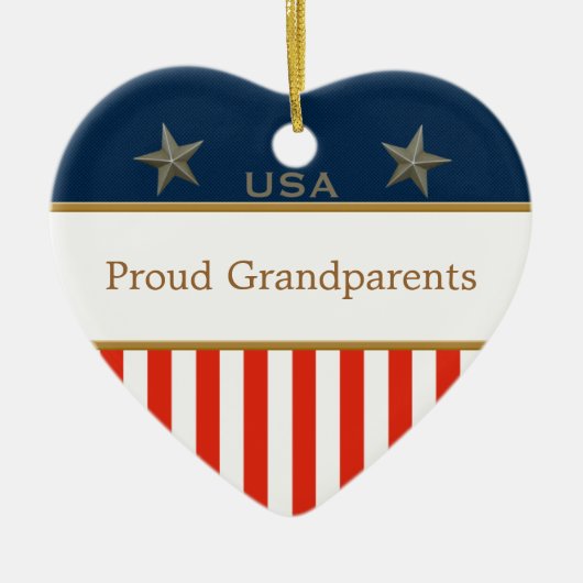 Proud Grandouders Patriotic Photo Heart Keramisch Ornament (Voorkant)