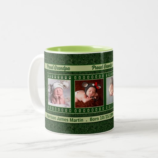 Proud Grandpa 4 Foto Mok Deep  Green (Voorkant links)