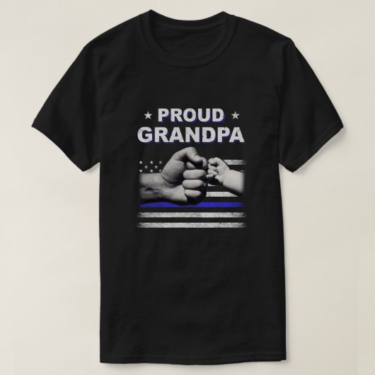 Proud Grandpa Police Thin Blue Line Flag Fathers D T-shirt (Design voorkant)