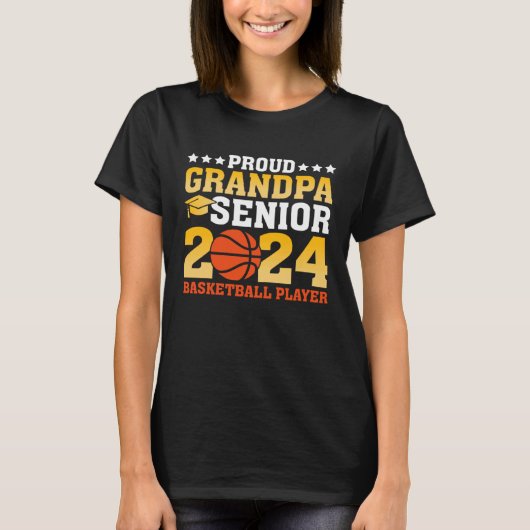 Proud Grandpa Senior Class of 2024 Basketball Play T-shirt (Voorkant)