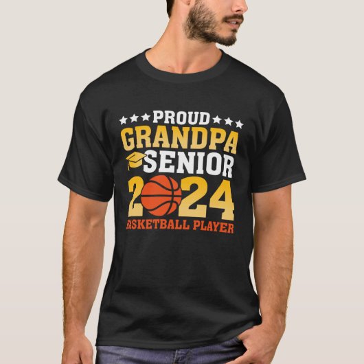 Proud Grandpa Senior Class of 2024 Basketball Play T-shirt (Voorkant)