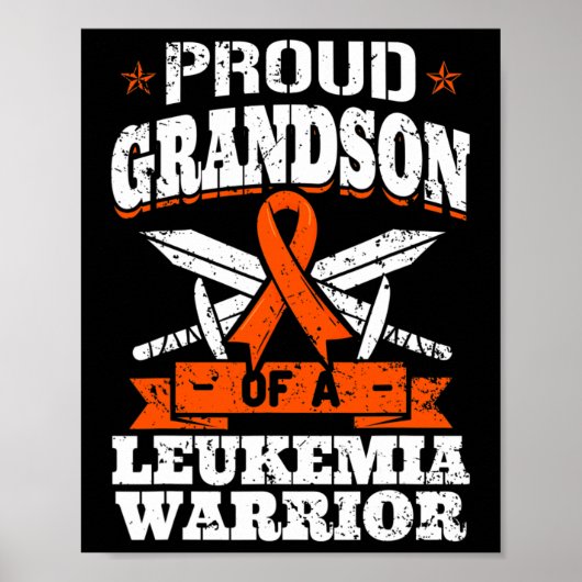 Proud Grandson of a Leukemia Warrior Awareness Blo Poster (Voorkant)
