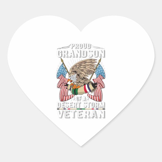Proud grandson of desert storm veteran army gift hart sticker (Voorkant)