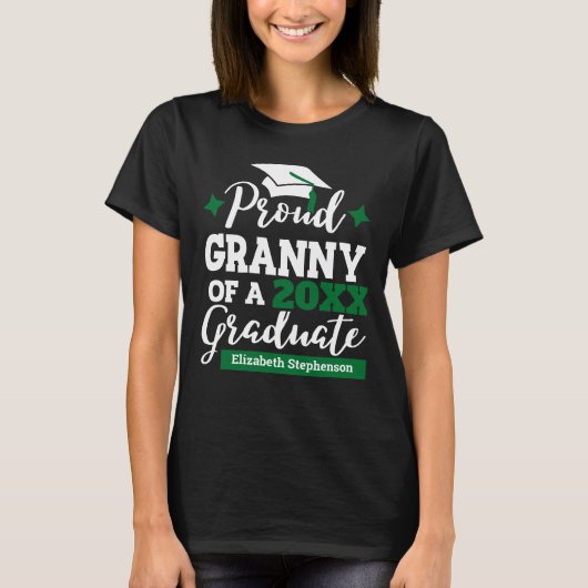 Proud Granny van 2023 afstuderen zwarte groene tas T-shirt (Voorkant)