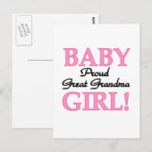 Proud Great Grandma Baby Girl-overhemden en -cadea Briefkaart (Voorkant / Achterkant)