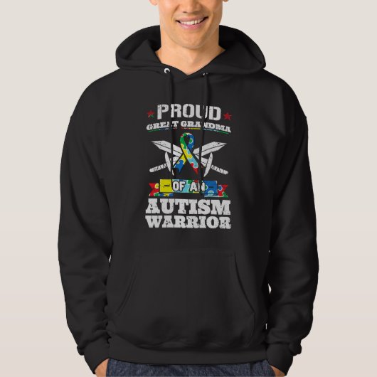 Proud Great Grandma Of An Autism Warrior Awareness Hoodie (Voorkant)
