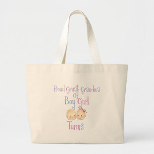 Proud Great Grandma of Boy Girl Twins Grote Tote Bag