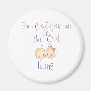 Proud Great Grandma of Boy Girl Twins Magneet