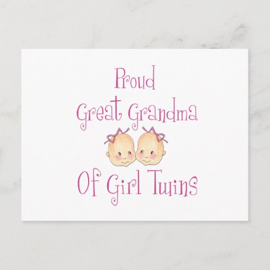 Proud Great Grandma of Girl Twins Briefkaart (Voorkant)