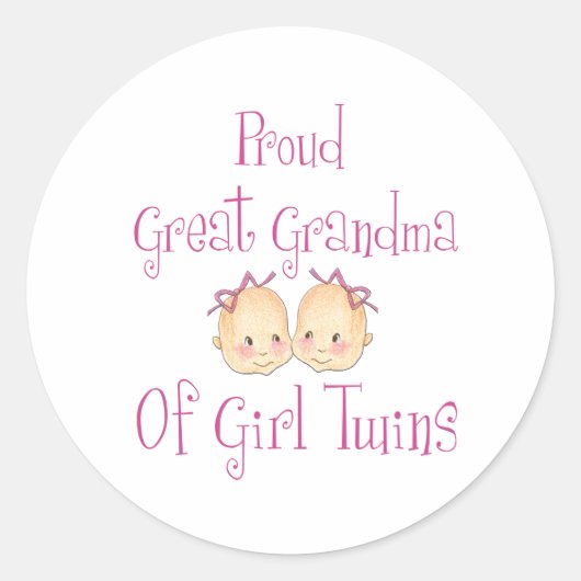 Proud Great Grandma of Girl Twins Ronde Sticker (Voorkant)