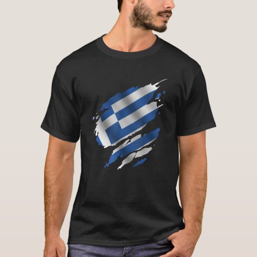 Proud Greece Root Torn Ripped greek Flag T-shirt (Voorkant)