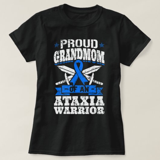 Proud grootmoeder van een Ataxia Warrior Blue Awar T-shirt (Design voorkant)