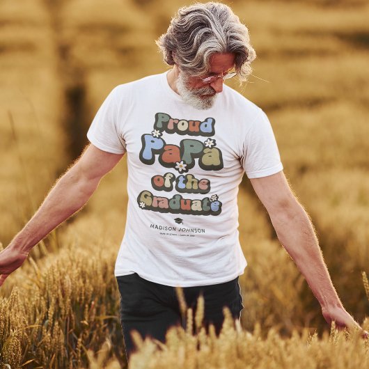 Proud Groovy Papa van de Afstuderen T-shirt