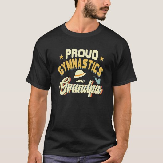 Proud Gymnastics Grandpa Gymnast Vaderdag Vint T-shirt (Voorkant)