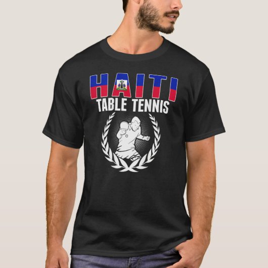 Proud Haiti Table Tennis  Haitian Ping Pong Suppor T-shirt (Voorkant)