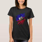 Proud Haitian Root Torn Ripped Haitia Flag T-shirt (Voorkant)