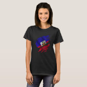 Proud Haitian Root Torn Ripped Haitia Flag T-shirt (Voorkant volledig)