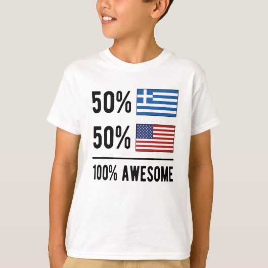 Proud Half Greek Half American Flag Greece USA T-shirt (Voorkant)