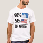 Proud Half Griekse halve Amerikaanse vlag Griekenl T-shirt (Voorkant)