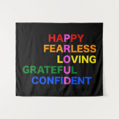 PROUD Helder Zwart Medium Tapestry Wandkleed (Voorkant (horizontaal))
