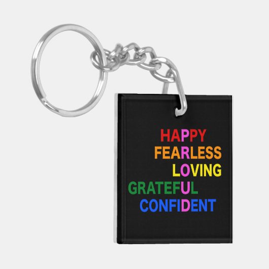 PROUD Heldere zwarte Sleutelhanger (Voorkant Links)