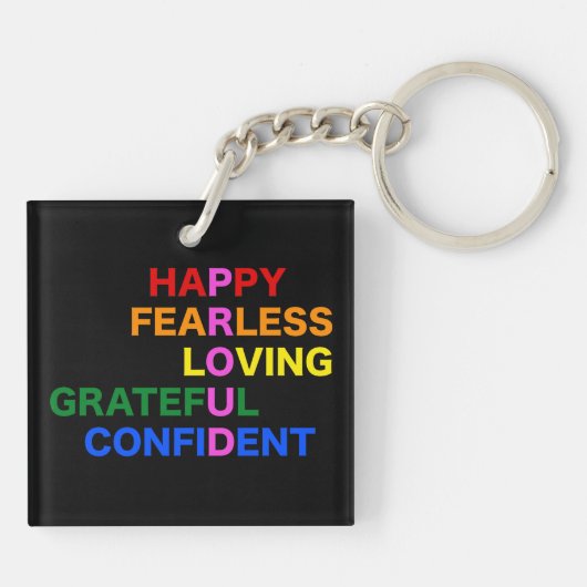 PROUD Heldere zwarte Sleutelhanger (Achterkant)