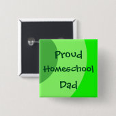 Proud Homeschool Dad Green Swirls Vierkante Button 5,1 Cm (Voorkant /achterkant)
