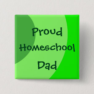 Proud Homeschool Dad Green Swirls Vierkante Button 5,1 Cm