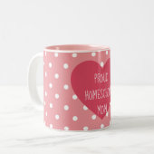 Proud Homeschool mama Roze Polka Dot Heart Tweekleurige Koffiemok (Voorkant links)